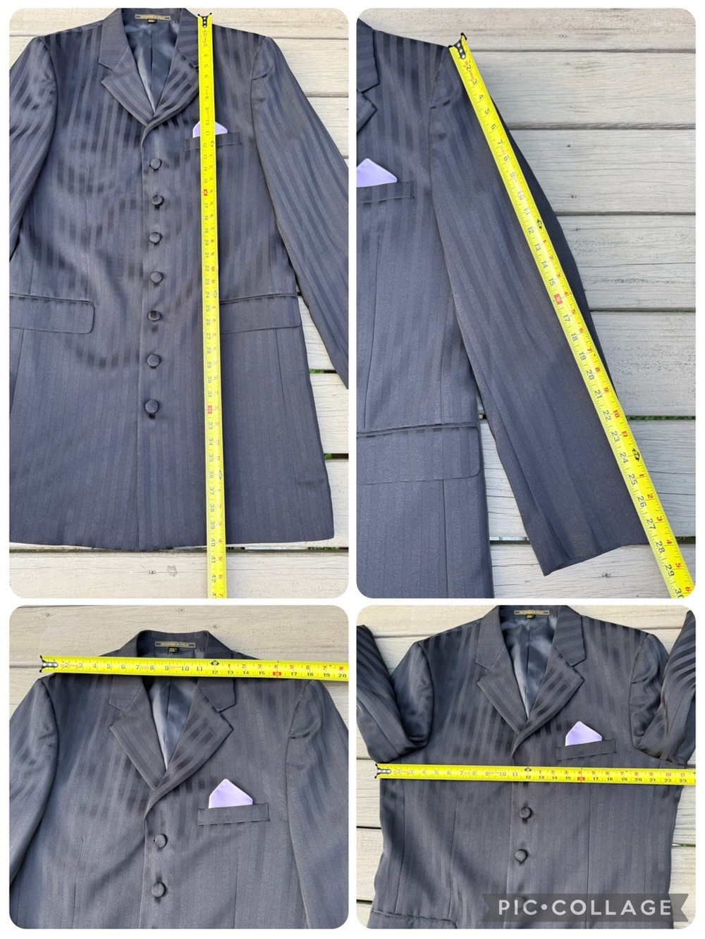 Boltini Uomo Three-Piece Pinstripe Suit in Dark black Vest Blazer Trousers 42 L - Picture 7 of 16